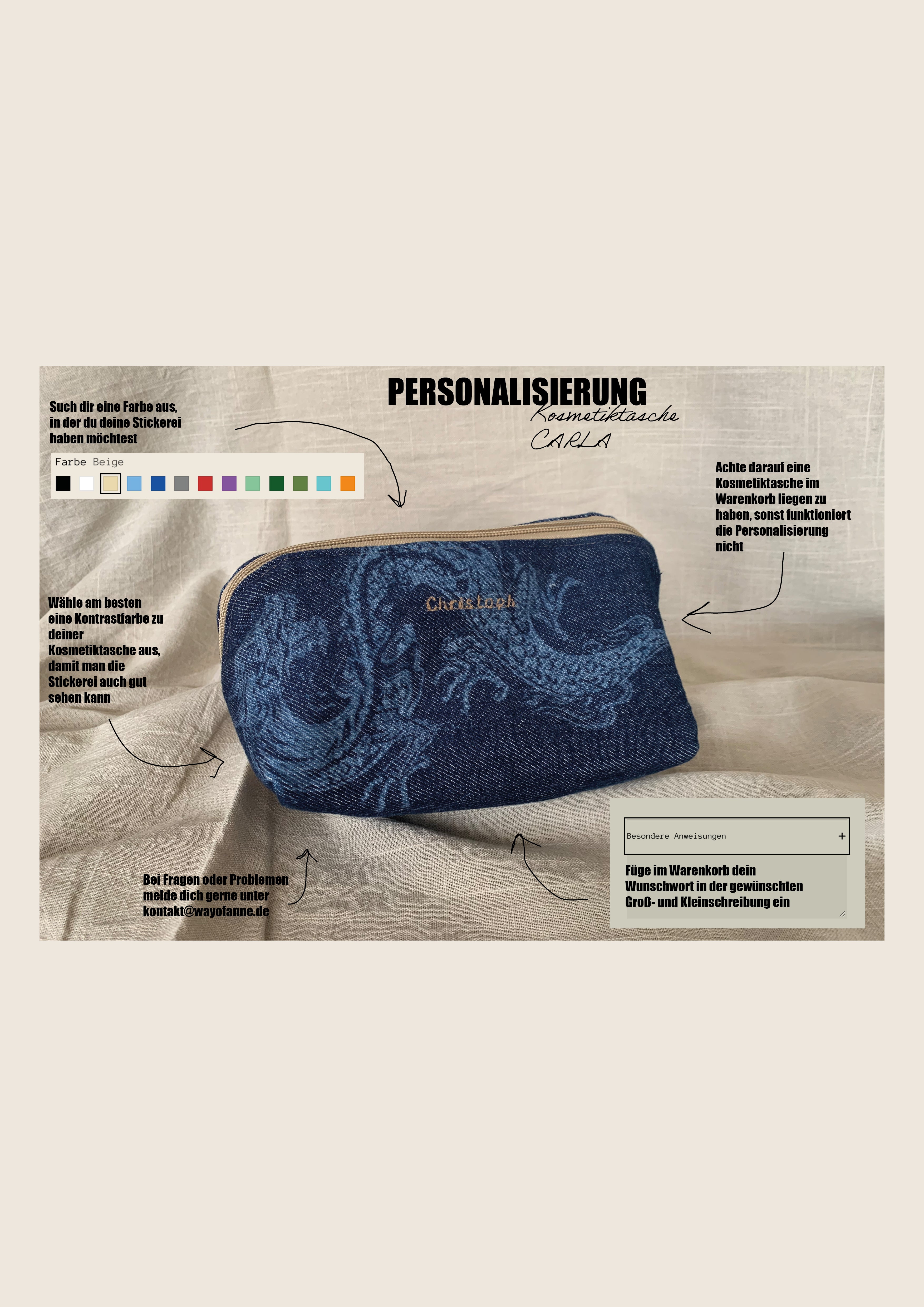Personalisierung Kosmetiktasche CARLA